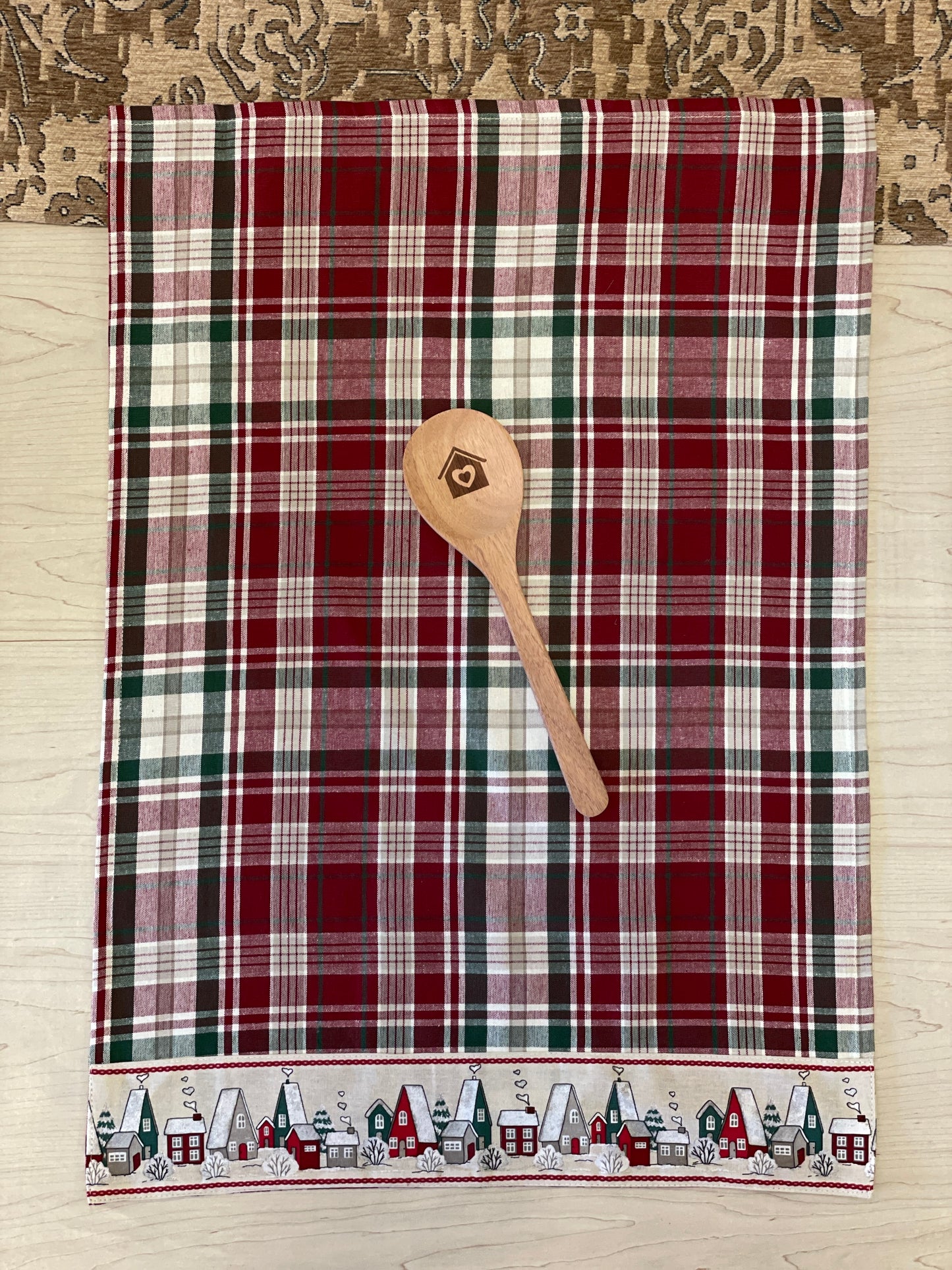 Set Asciugapiatti Natalizio con Cucchiaio di Legno