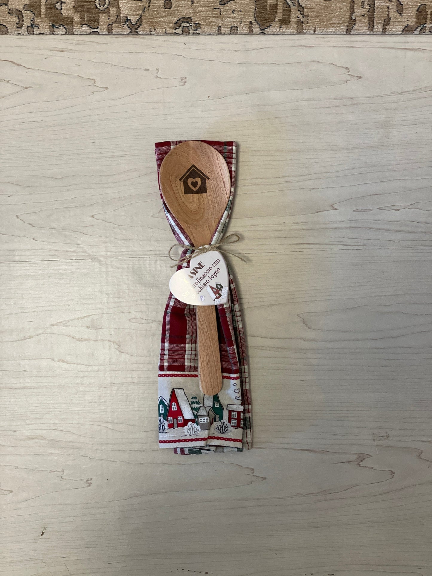 Set Asciugapiatti Natalizio con Cucchiaio di Legno